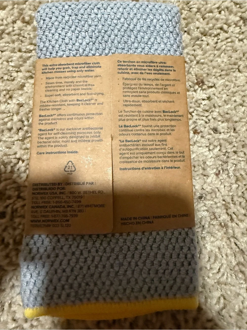 Norwex Kitchen cloth with Baclock
